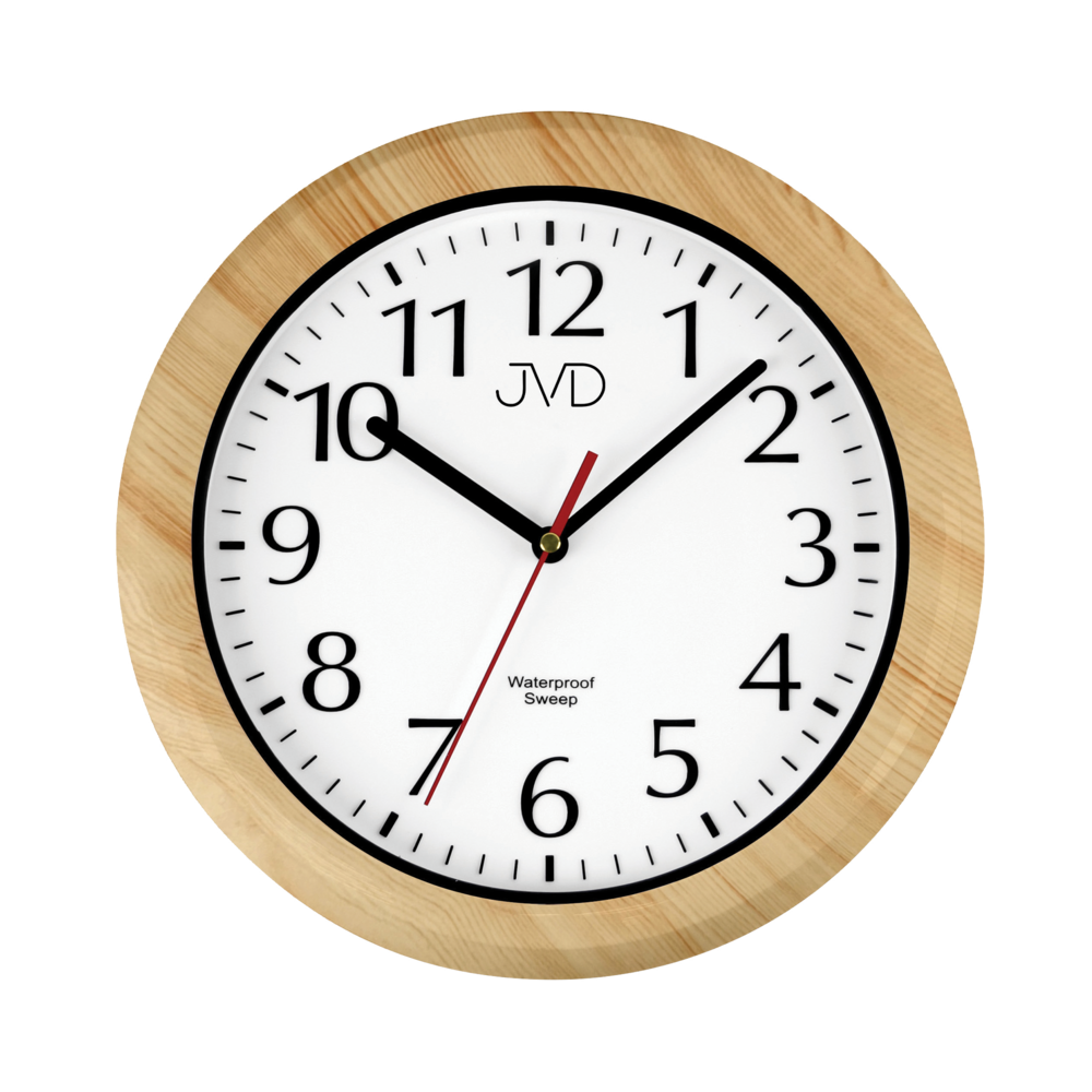 JVD koupelnové netikající tiché hodiny v imitaci dřeva JVD SH494.4