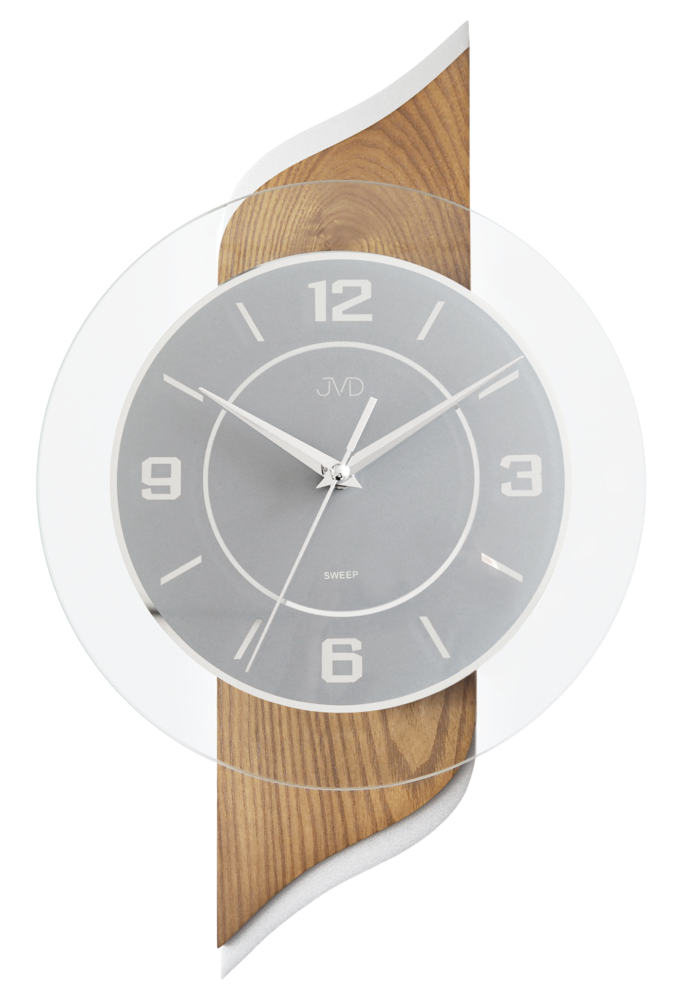 JVD Dřevěné skleněné netikající tiché hodiny JVD NS22004/78