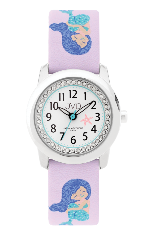 JVD Dětské dívčí růžové hodinky s mořskou pannou  JVD J7210.3