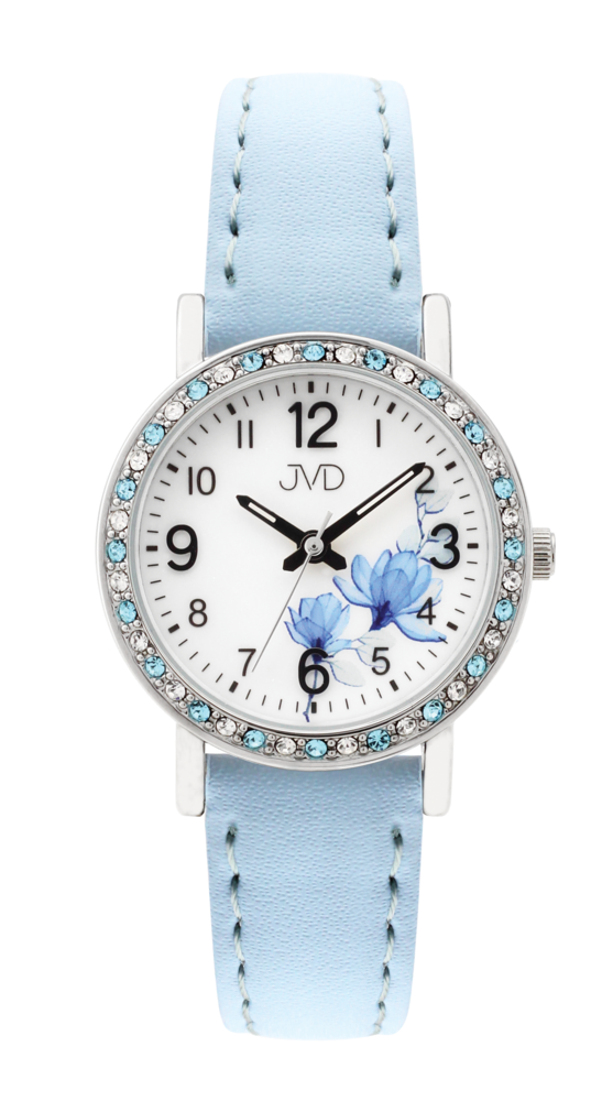 JVD Dětské dívčí zdobené modré náramkové hodinky JVD J7207.4