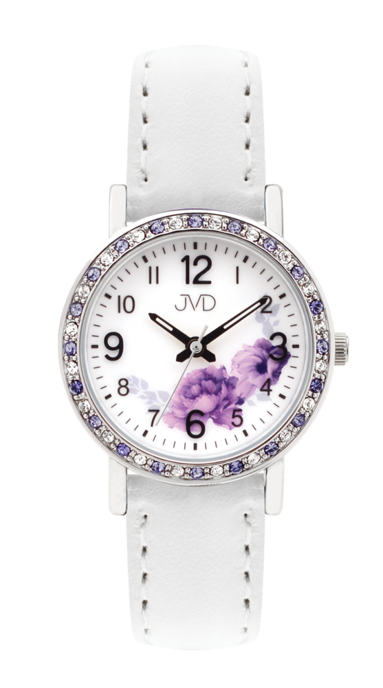 JVD Dětské dívčí zdobené bílé náramkové hodinky JVD J7207.7