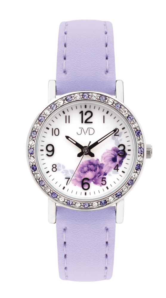 JVD Dětské dívčí zdobené fialové náramkové hodinky JVD J7207.8