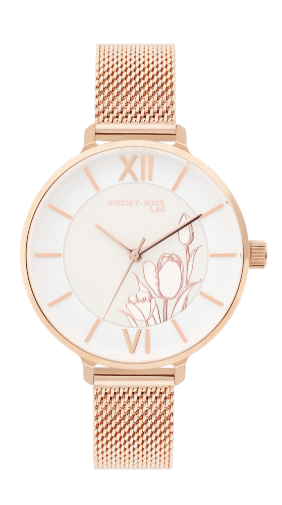 SUNDAY ROSE Dámské luxusní designové hodinky SUNDAY ROSE Fashion Tulip SUN-F07