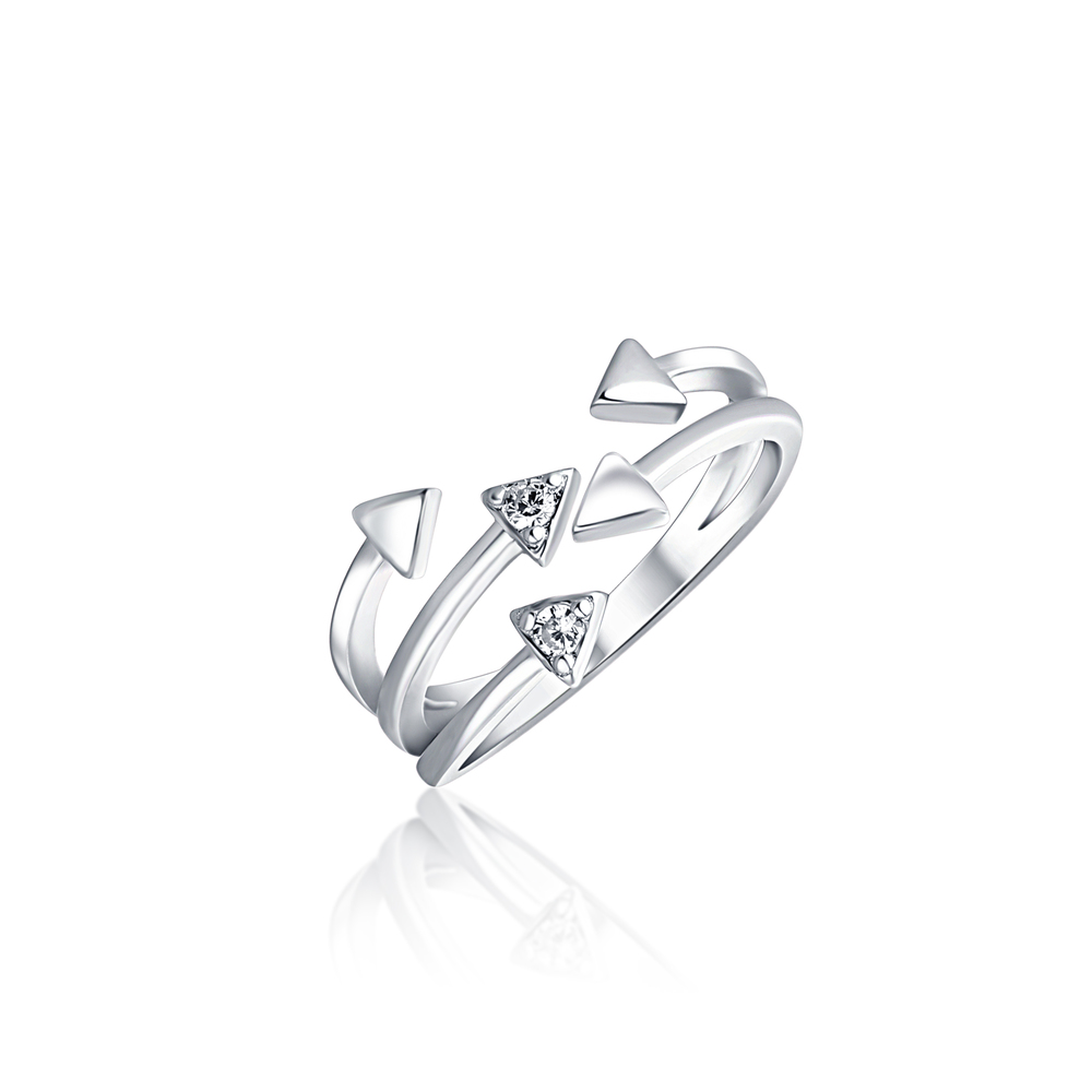 JVD Jedinečný stříbrný prsten 925/1000 s trojúhelníčky a zirkony SVLR0634XE9BI55