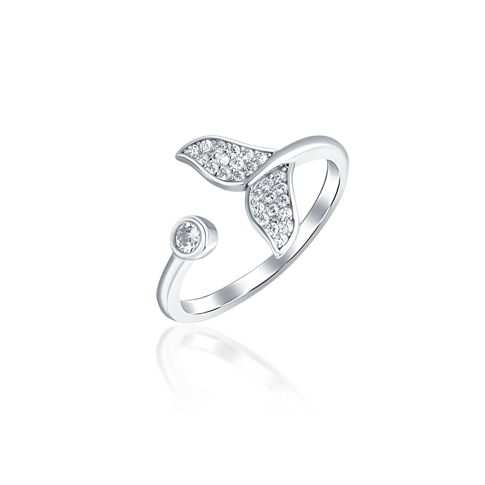 Prsten JVD Stříbrný velrybí prsten 925/1000 se zirkony SVLR0637XE9BI60/1000