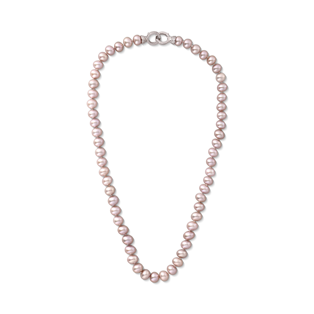 JVD Dámský perlový stříbrný náhrdelník s růžovými perlami SVLN0010SD2P250