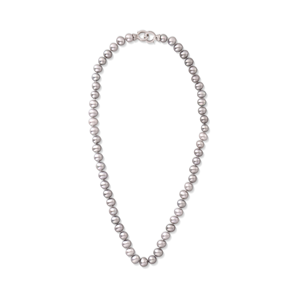 JVD Dámský perlový stříbrný náhrdelník s šedými perlami SVLN0010SD2P650