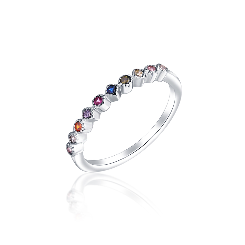 JVD Dámský stříbrný prsten s barevnými zirkony SVLR0648XE9BA58