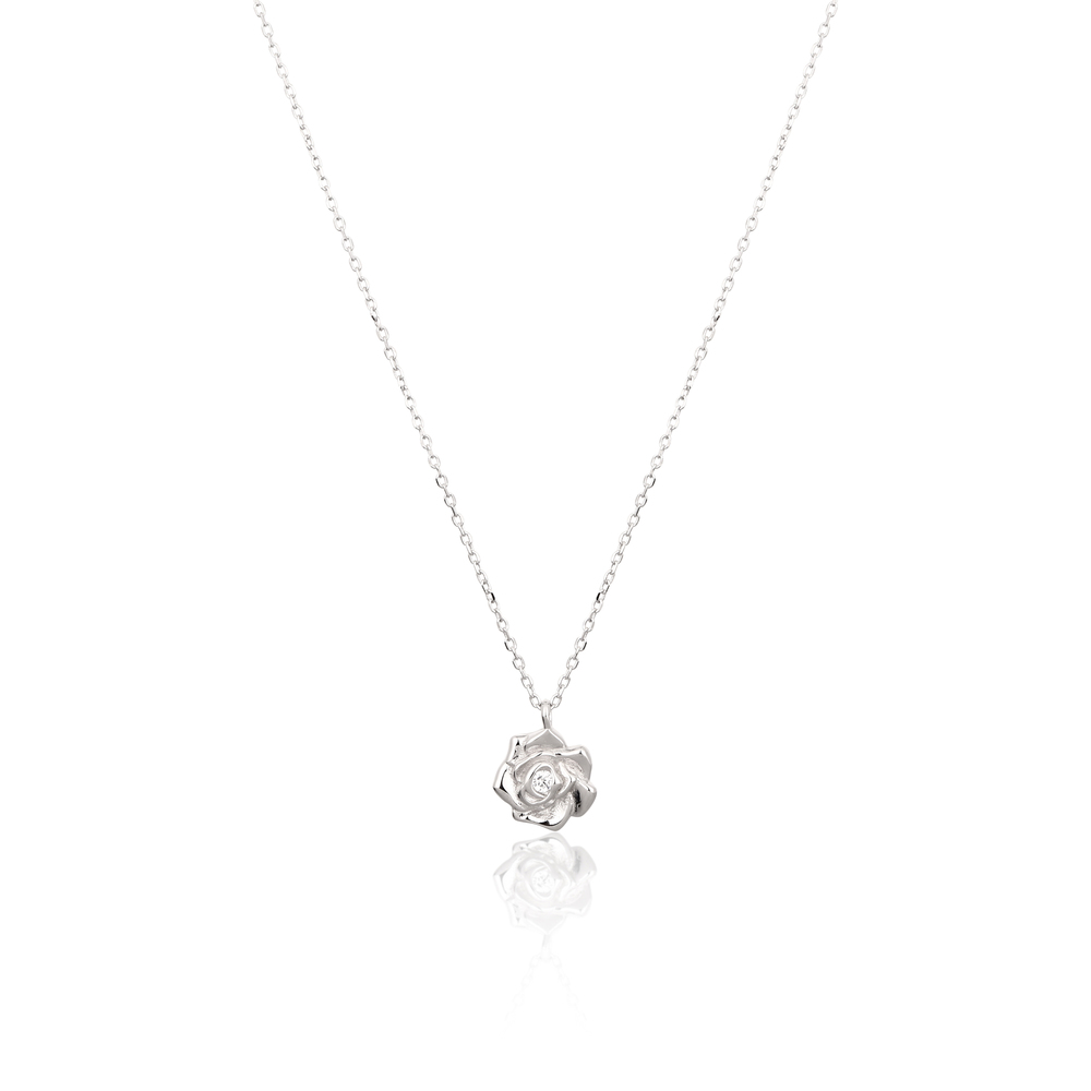 JVD Stříbrný náhrdelník růže se zirkonem SVLN0520SH20045