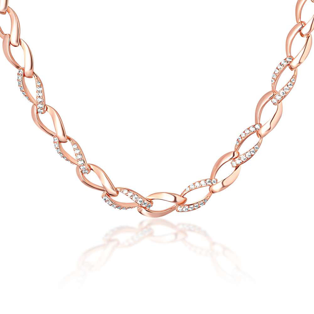 JVD Stříbrný silný růžový náhrdelník 925/1000 se zirkony SVLN0205SH2RO42