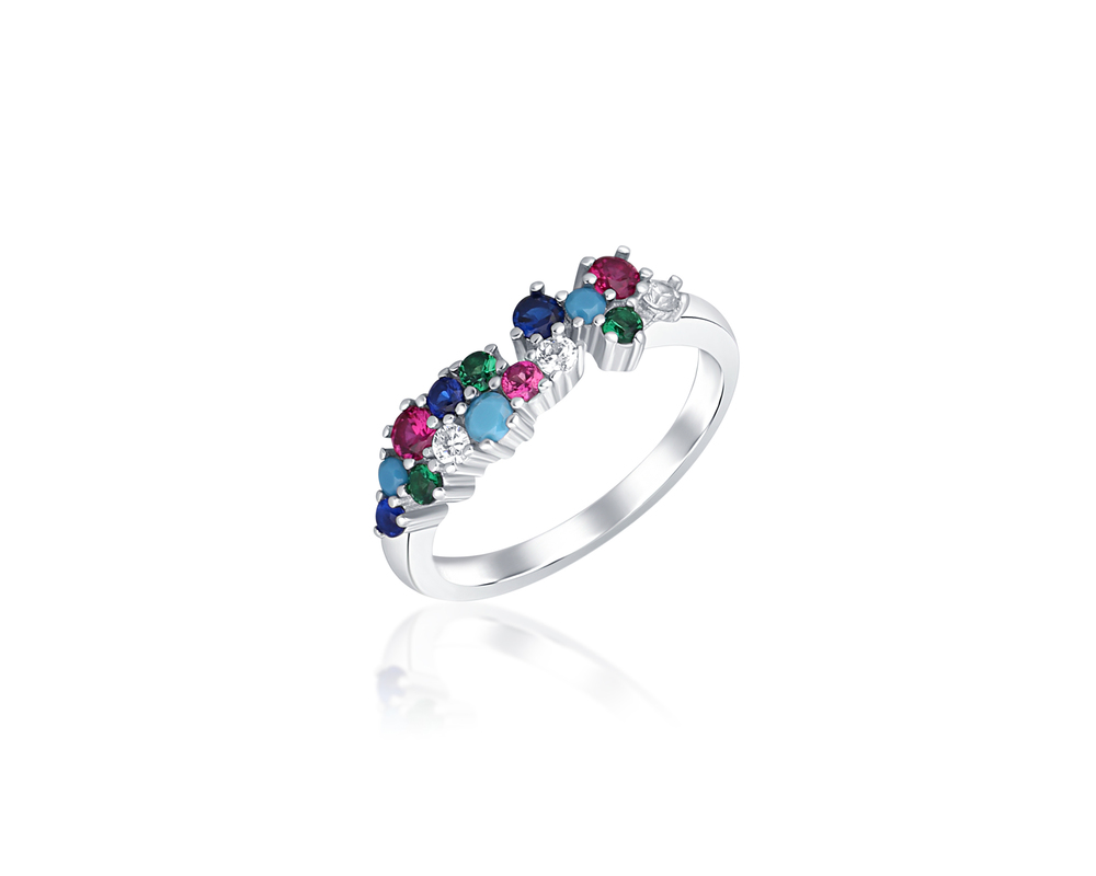 JVD Dámský stříbrný prsten s barevnými zirkony SVLR0519SH2CO54