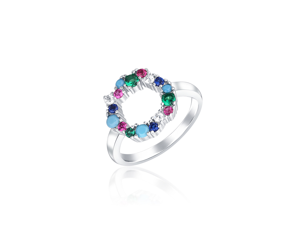 JVD Dámský stříbrný prsten s barevnými zirkony SVLR0518XH2BA52
