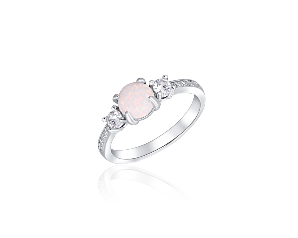 JVD Stříbrný prsten s růžovým opálem SVLR0405XH2O156