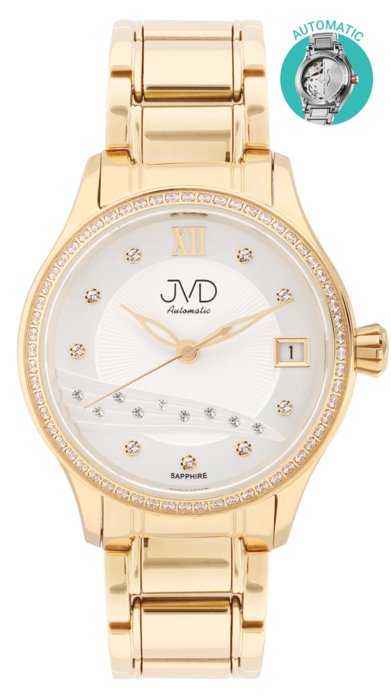 JVD Dámské zlaté vodotěsné náramkové hodinky automaty JVD JG1026.3