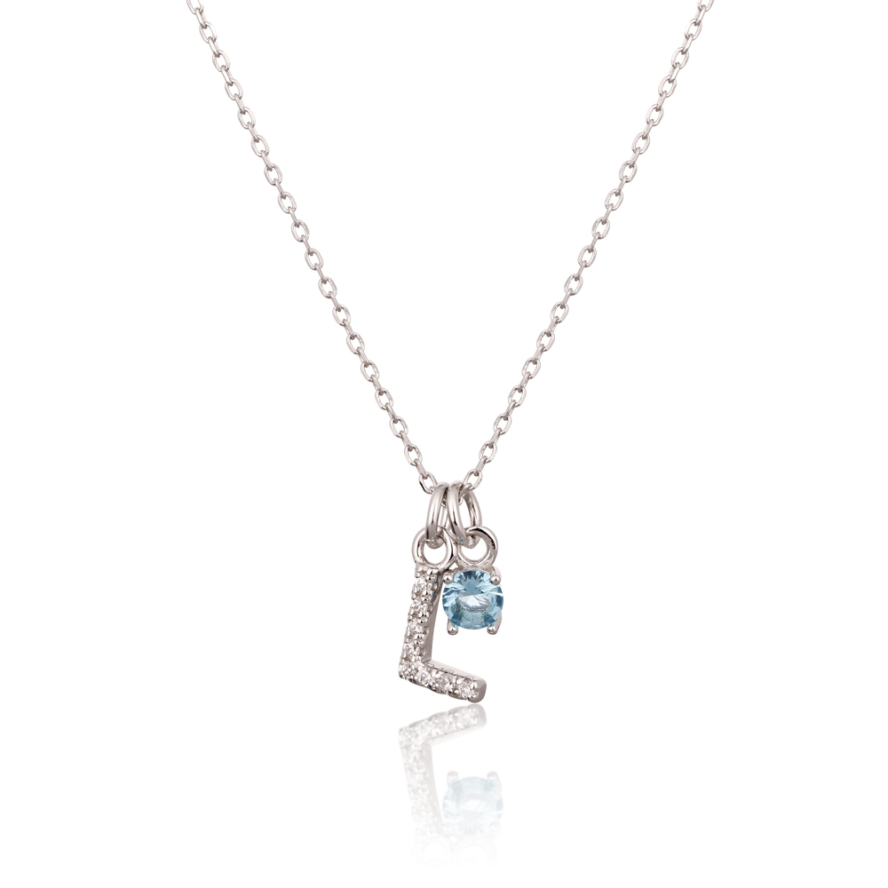 JVD Stříbrný náhrdelník s modrým zirkonem a písmenem L SVLN0324XH2BI0L