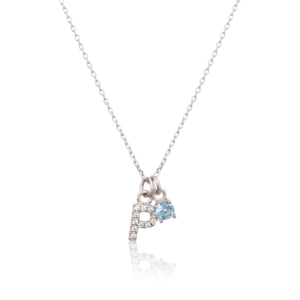 JVD Dámský stříbrný náhrdelník se zirkony písmenko P SVLN0324XH2BI0P