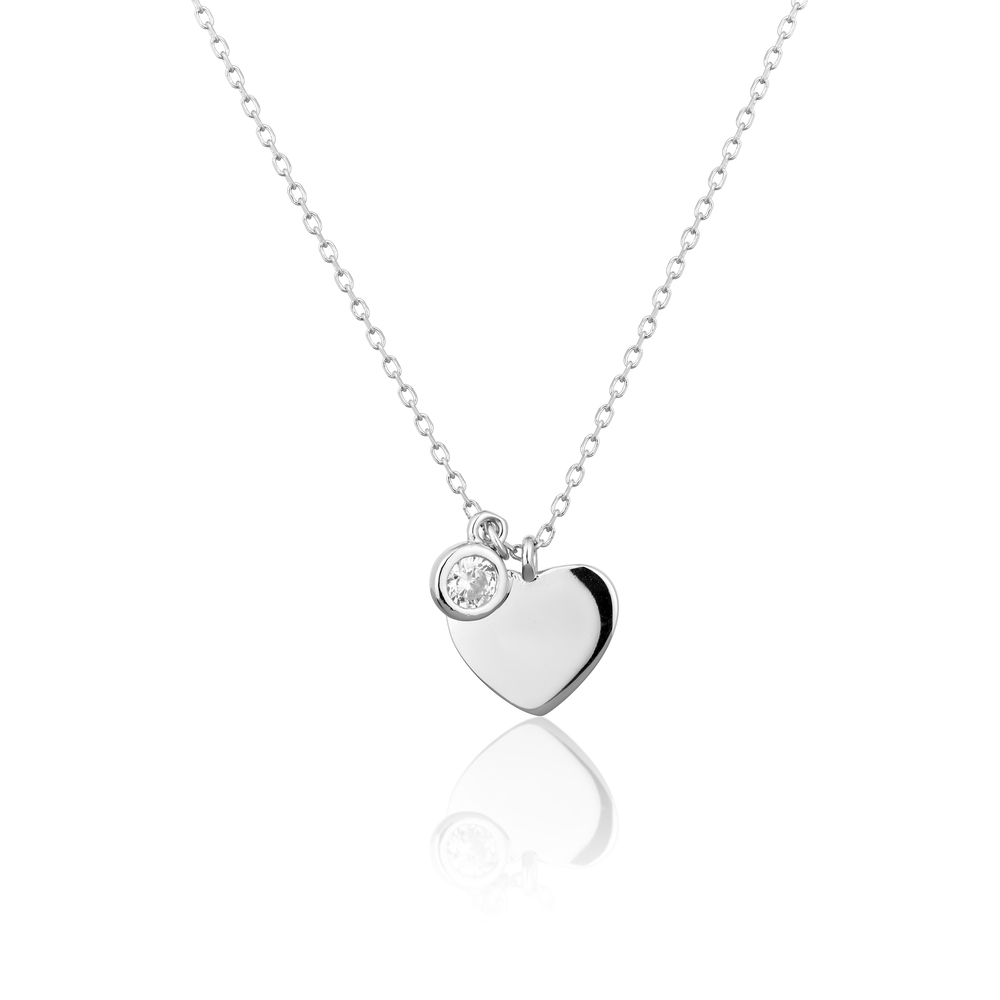 JVD Dámský stříbrný náhrdelník se srdcem a zirkonem SVLN0322XH2BI45