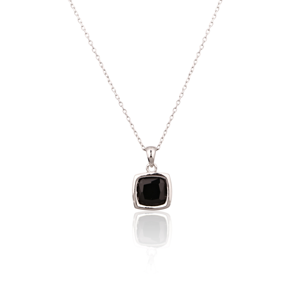 JVD Stříbrný náhrdelník s černým zirkonem SVLN0535SH2BL45