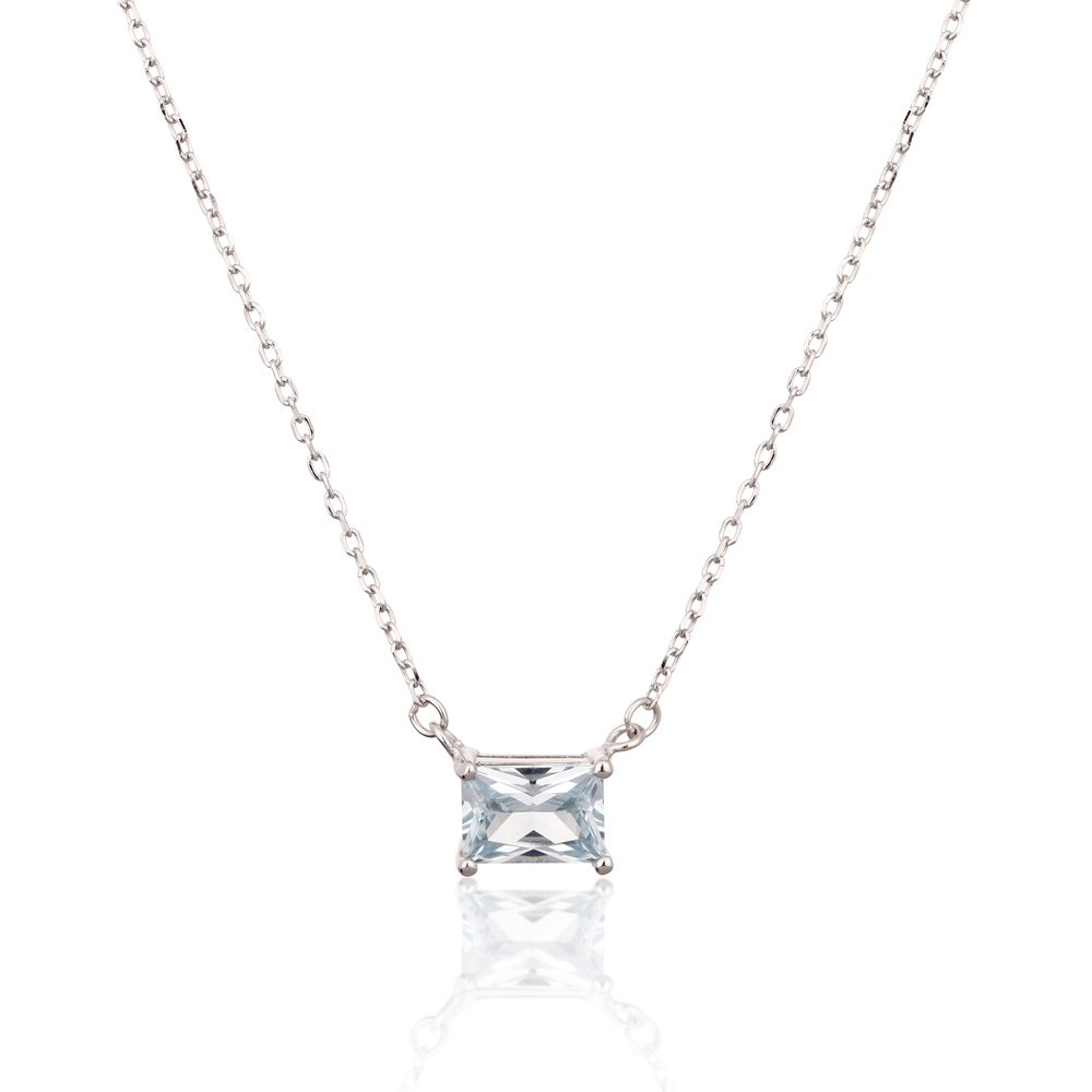 JVD Stříbrný náhrdelník s velkým čirým zirkonem SVLN0525SH2M445
