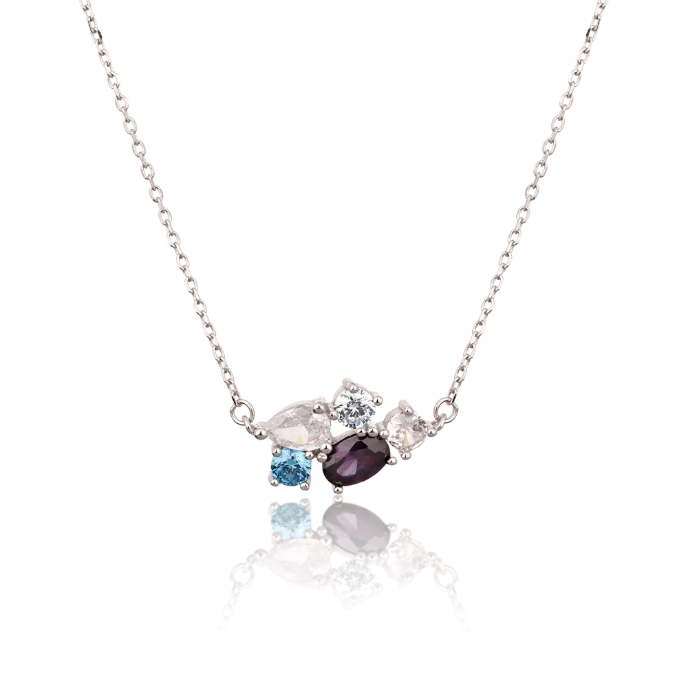 JVD Stříbrný náhrdelník s barevnými zirkony SVLN0529SH2F145