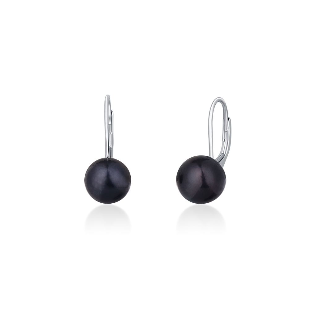 JVD Dámské stříbrné perlové náušnice s černými perlami SVLE0476XD2P508