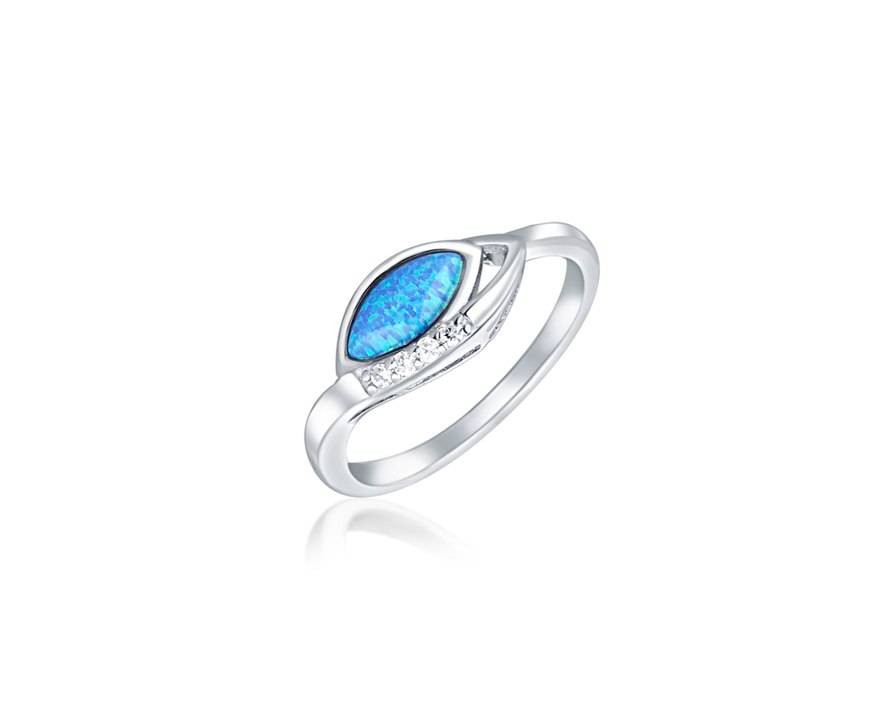 JVD Stříbrný prsten s modrým opálem 925/1000 SVLR0368XH2O356