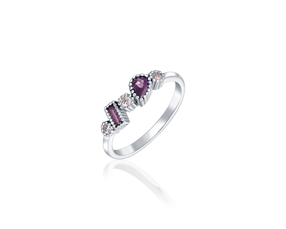 JVD Stříbrný prsten s fialovými zirkony 925/1000 SVLR0533SH2F157
