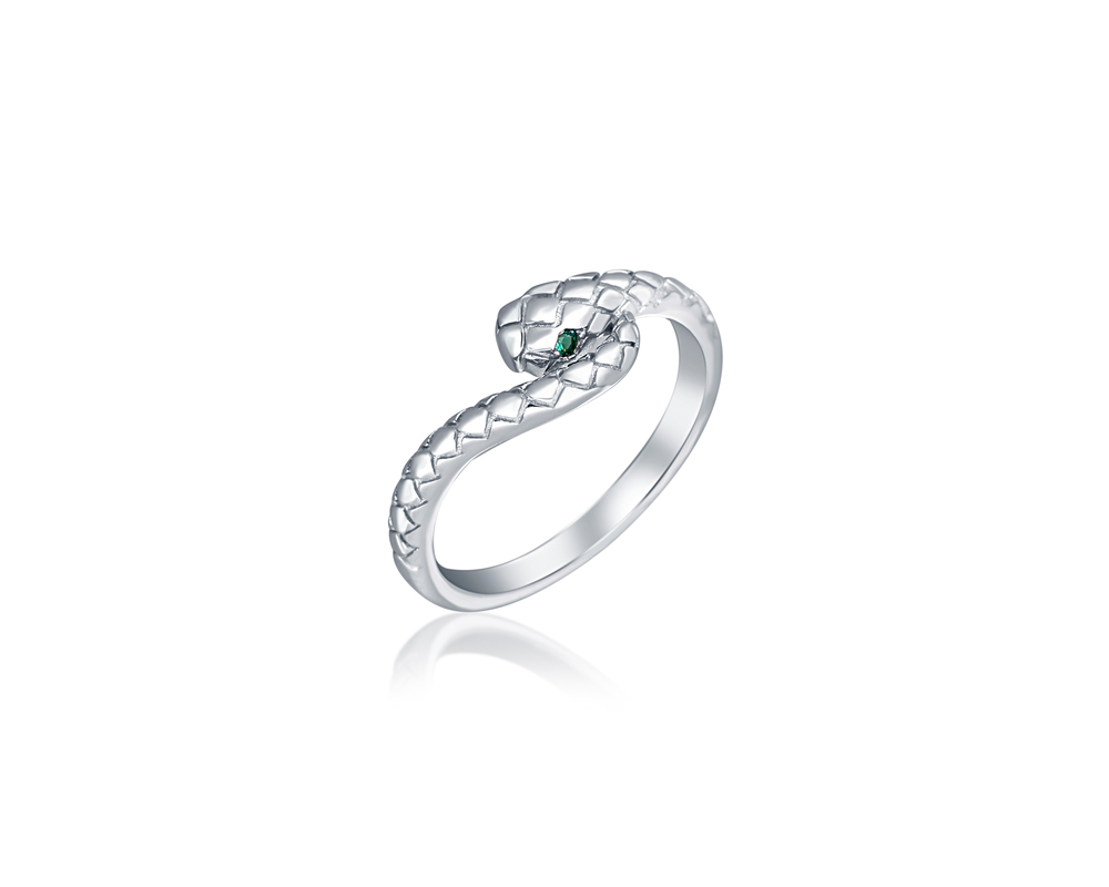 JVD Dámský stříbrný prsten se smaragdem had SVLR0685XH2Z154