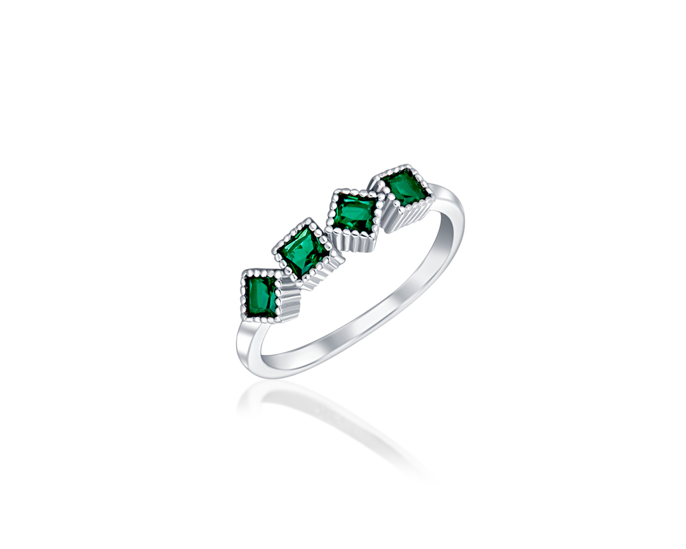 JVD Stříbrný prsten se zelenými zirkony 925/1000 SVLR0522SH2Z357