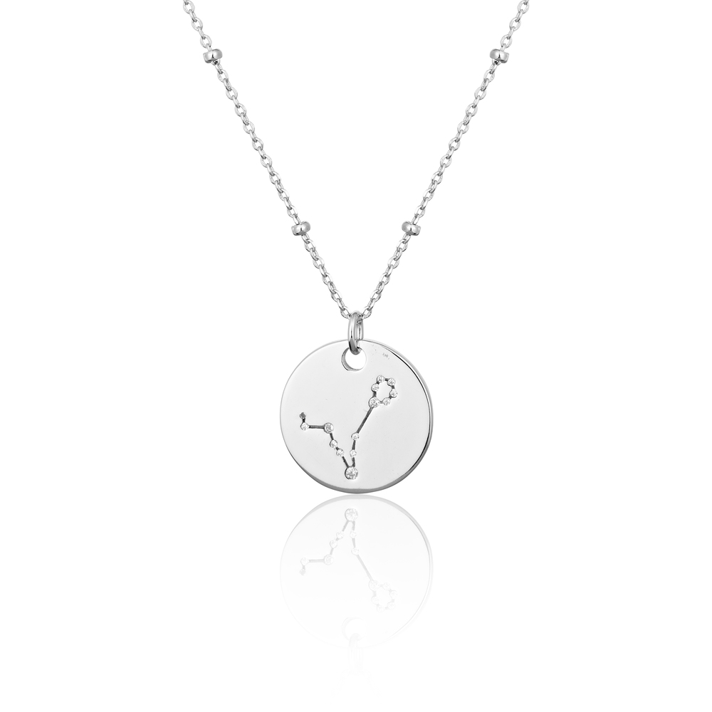 JVD Stříbrný náhrdelník - znamení v kolečku se zirkony RYBY SVLN0327XH2BIRY