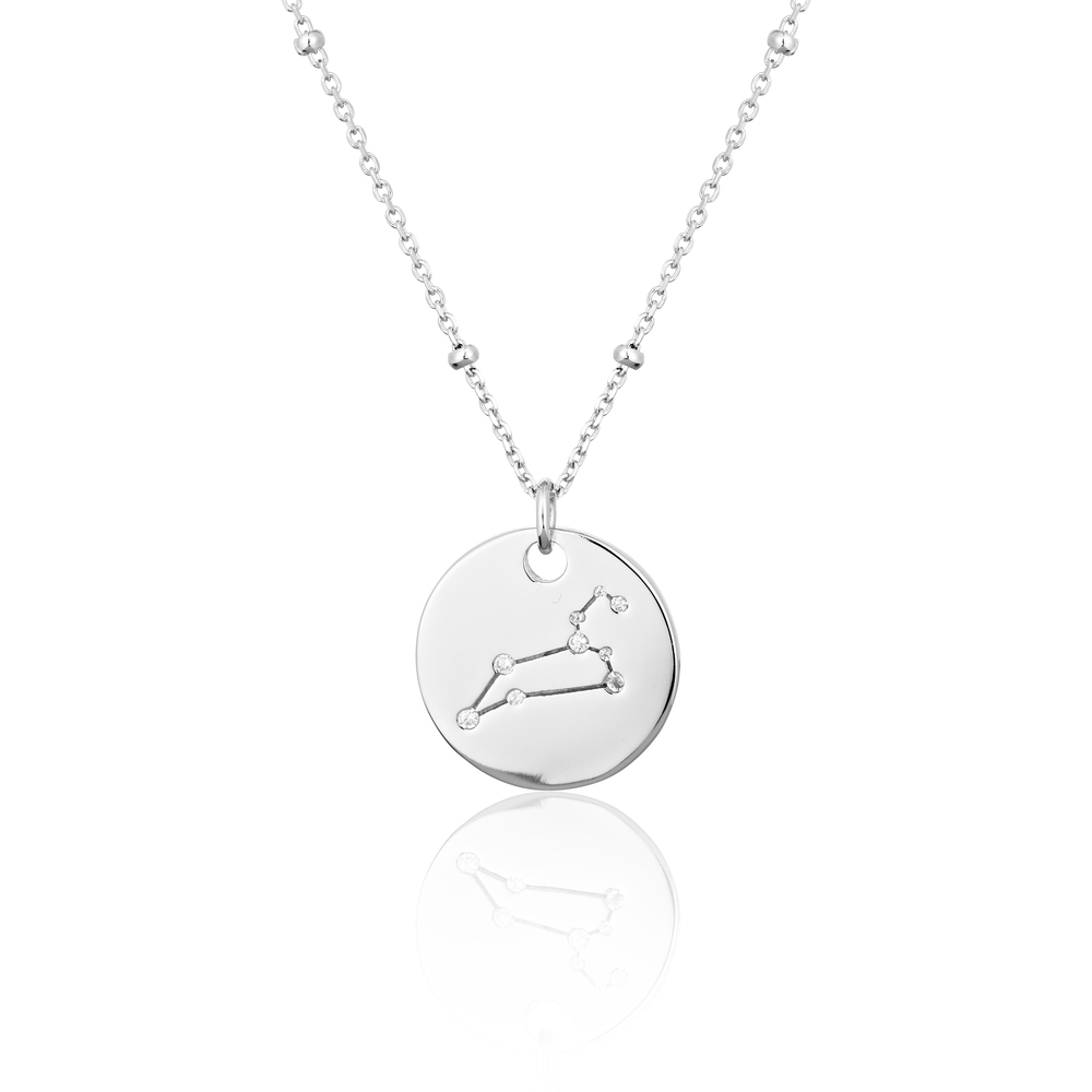 JVD Stříbrný náhrdelník - znamení v kolečku se zirkony LEV SVLN0327XH2BILE