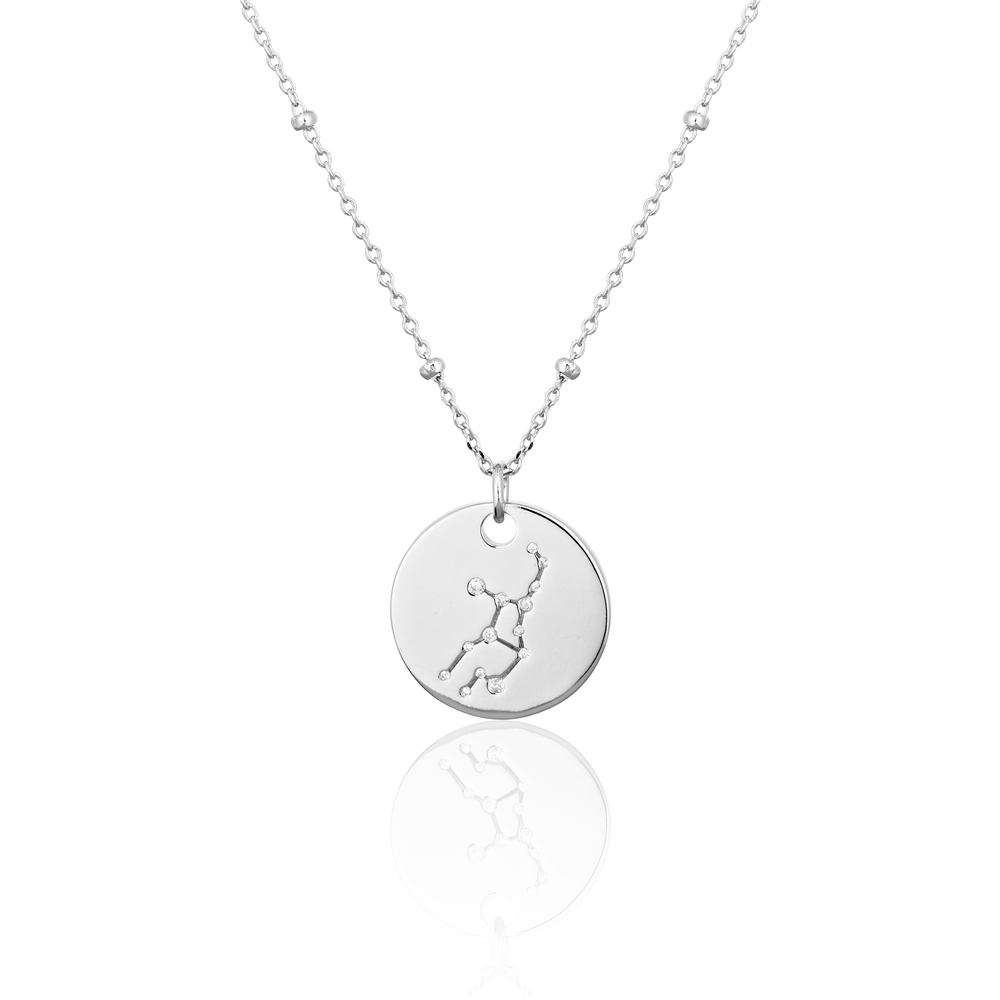 JVD Stříbrný náhrdelník - znamení v kolečku se zirkony PANNA SVLN0327XH2BIPA