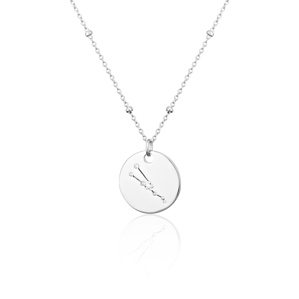 JVD Stříbrný náhrdelník - znamení v kolečku se zirkony BÝK SVLN0327XH2BIBY
