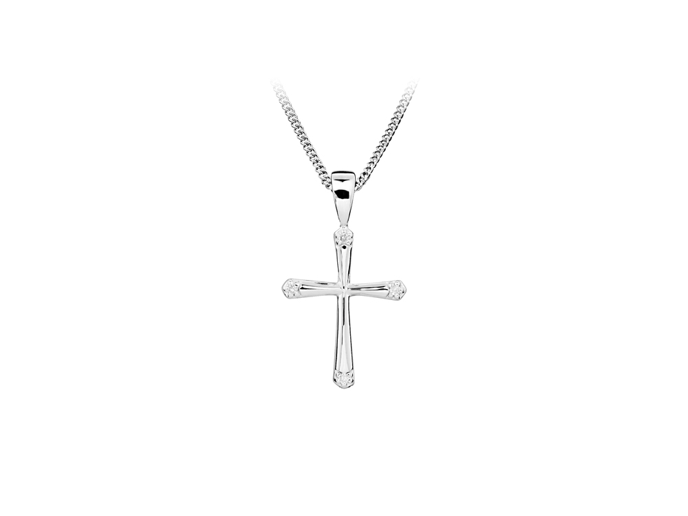 JVD Stříbrný přívěšek 925/1000 křížek s diamantem SVLP0914XH2BI00