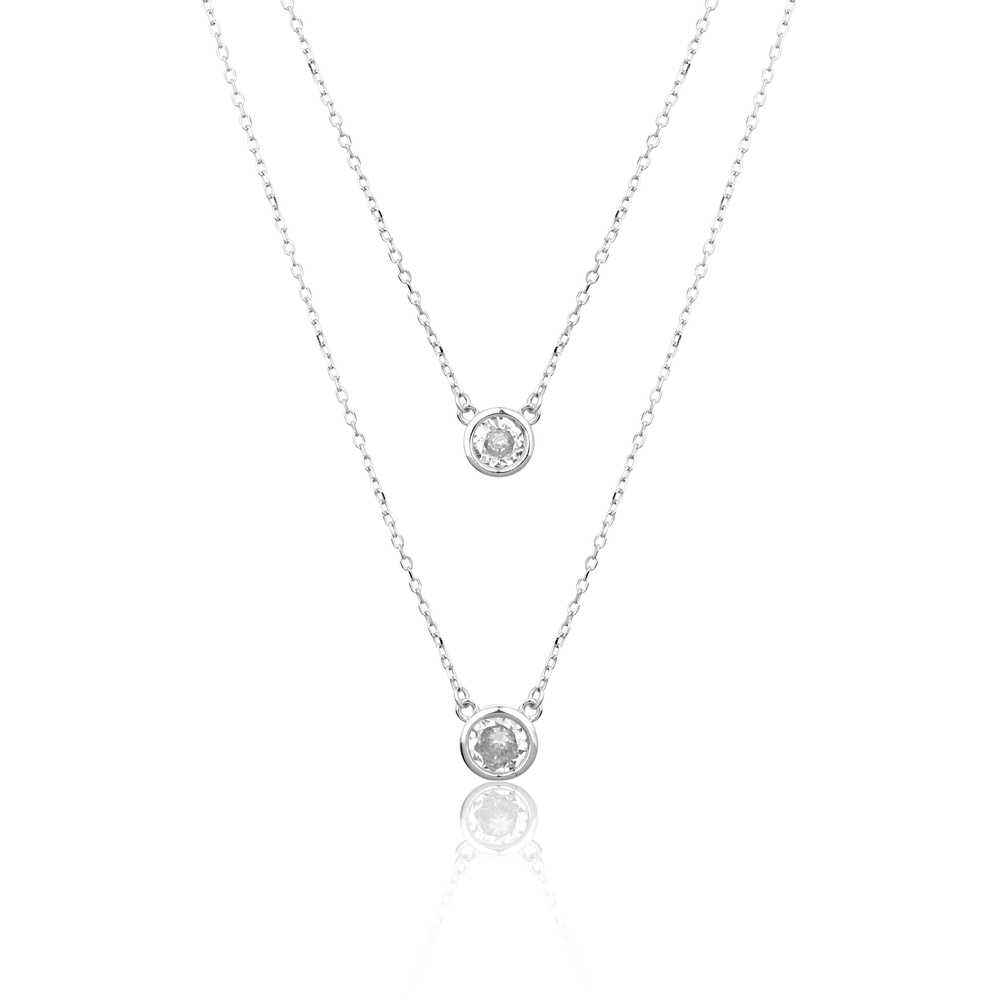 JVD Dámský stříbrný dvojitý náhrdelník se zirkony SVLN0325XH2BI45