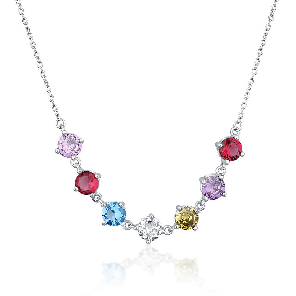 JVD Stříbrný náhrdelník s různobarevnými zirkony SVLN0542SH2BA45