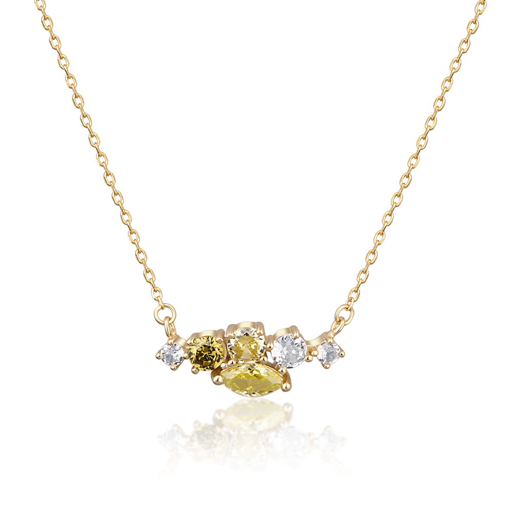 JVD Stříbrný pozlacený náhrdelník s barevnými zirkony SVLN0530SH2GZ45