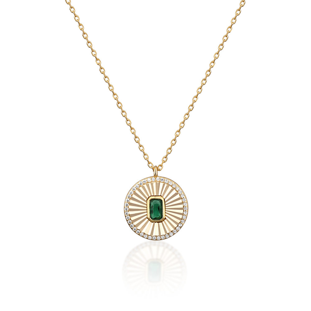 JVD Dámský stříbrný pozlacený náhrdelník se smaragdem SVLN0332XH2GZ00
