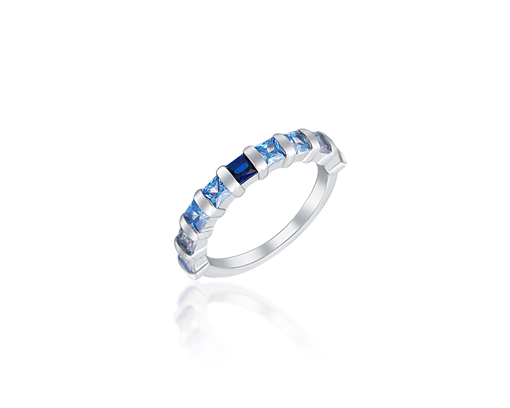 JVD Dámský stříbrný prsten s modrými zirkony SVLR0536SH2M157