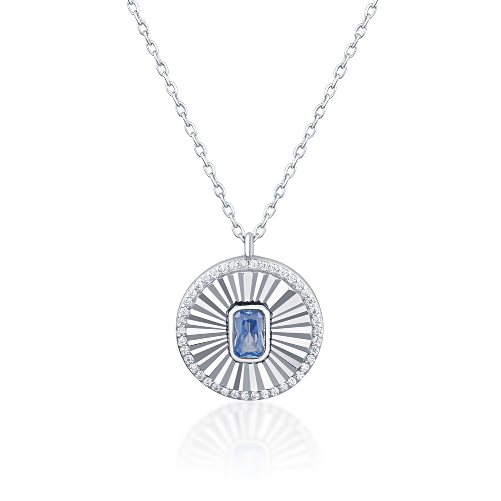 JVD Dámský stříbrný náhrdelník s modrým blue topazem  SVLN0332XH2M345