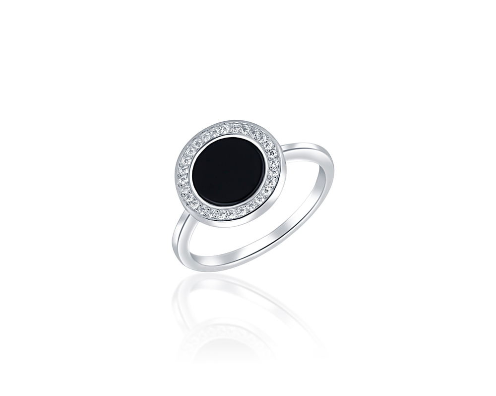 JVD Stříbrný prsten s černým onyxem 925/1000 SVLR0549SH2ON55