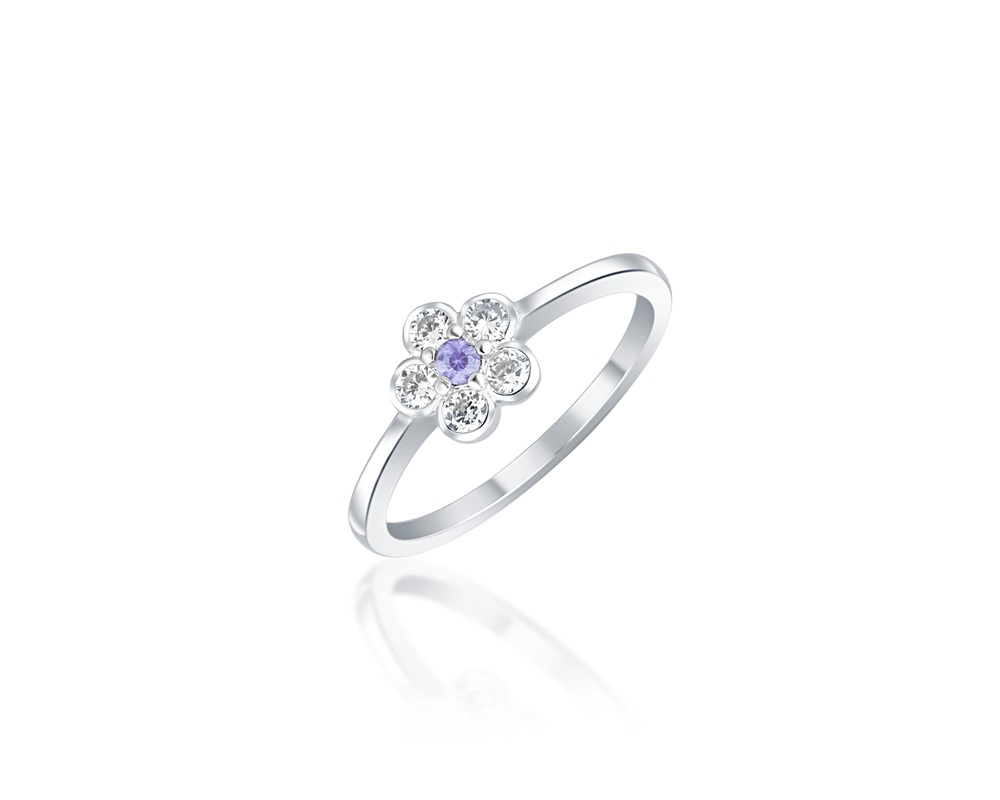 JVD Květinový stříbrný prsten se zirkony 925/1000 SVLR0702XH2F250