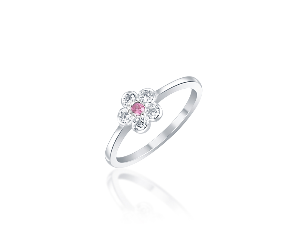 JVD Květinový stříbrný prsten se zirkony 925/1000 SVLR0702XH2R250