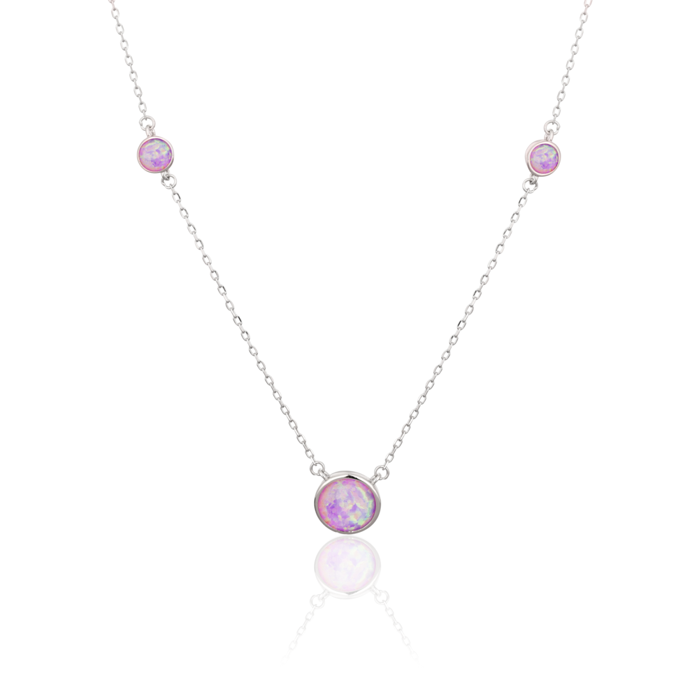 JVD Dámský stříbrný náhrdelník s fialovými opály SVLN0309XH2O442