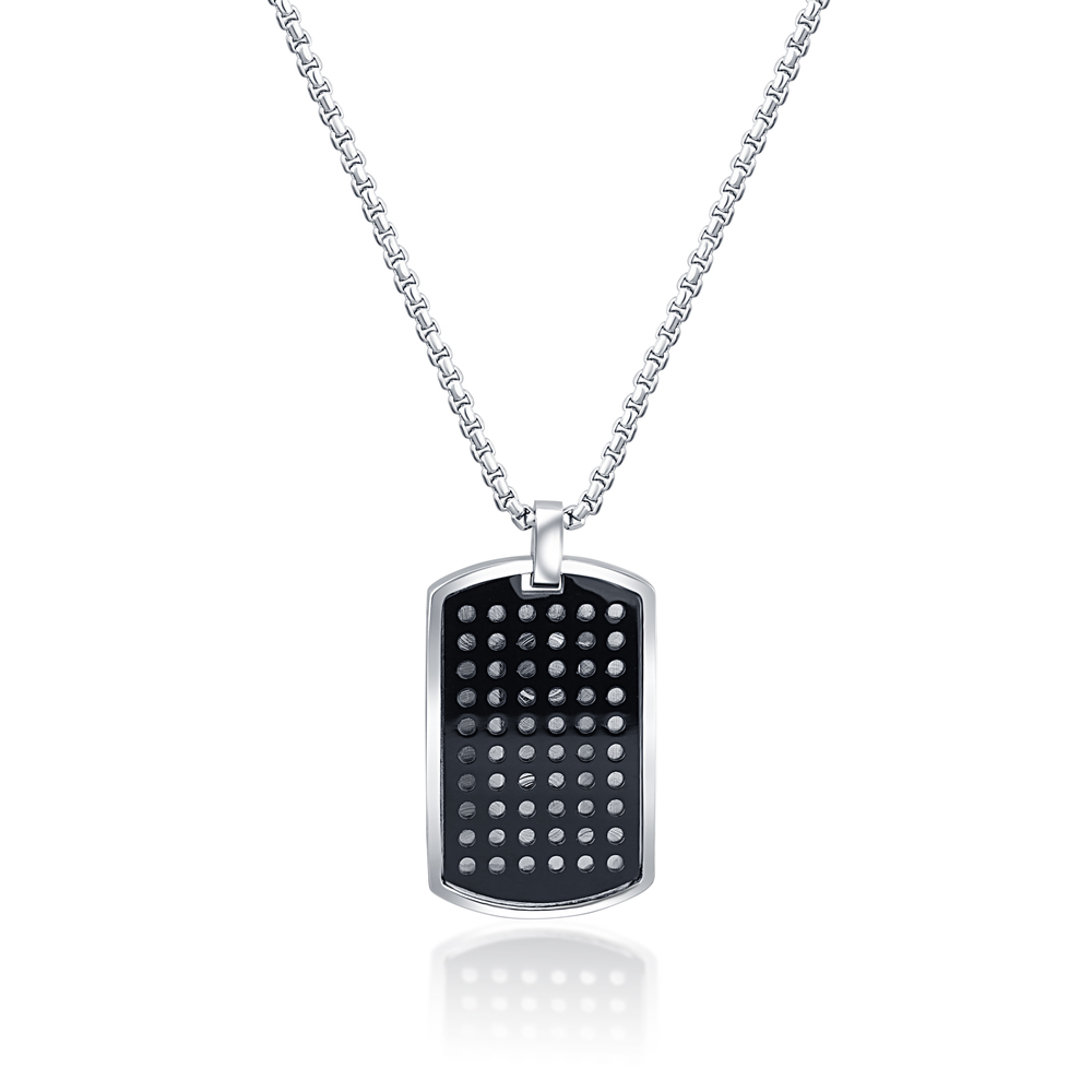 JVD Unisex ocelový náhrdelník černý SSSN0011XF9CE50