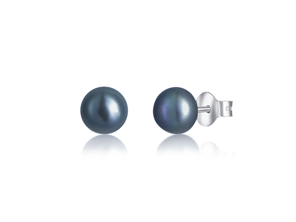 JVD Dámské stříbrné perlové náušnice s černými perlami na puzetku SVLE0545XD2P507