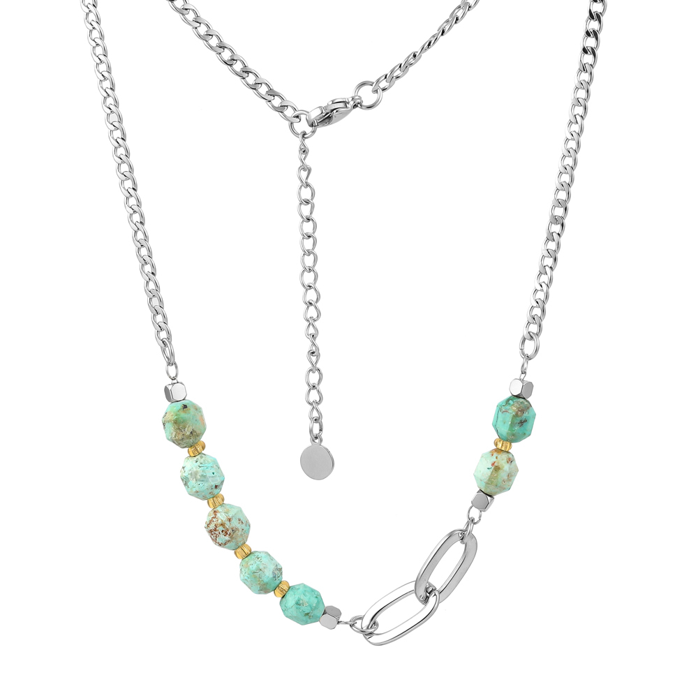 JVD Dámský ocelový náhrdelník s barevnými kameny SSSN0027SI9TY45