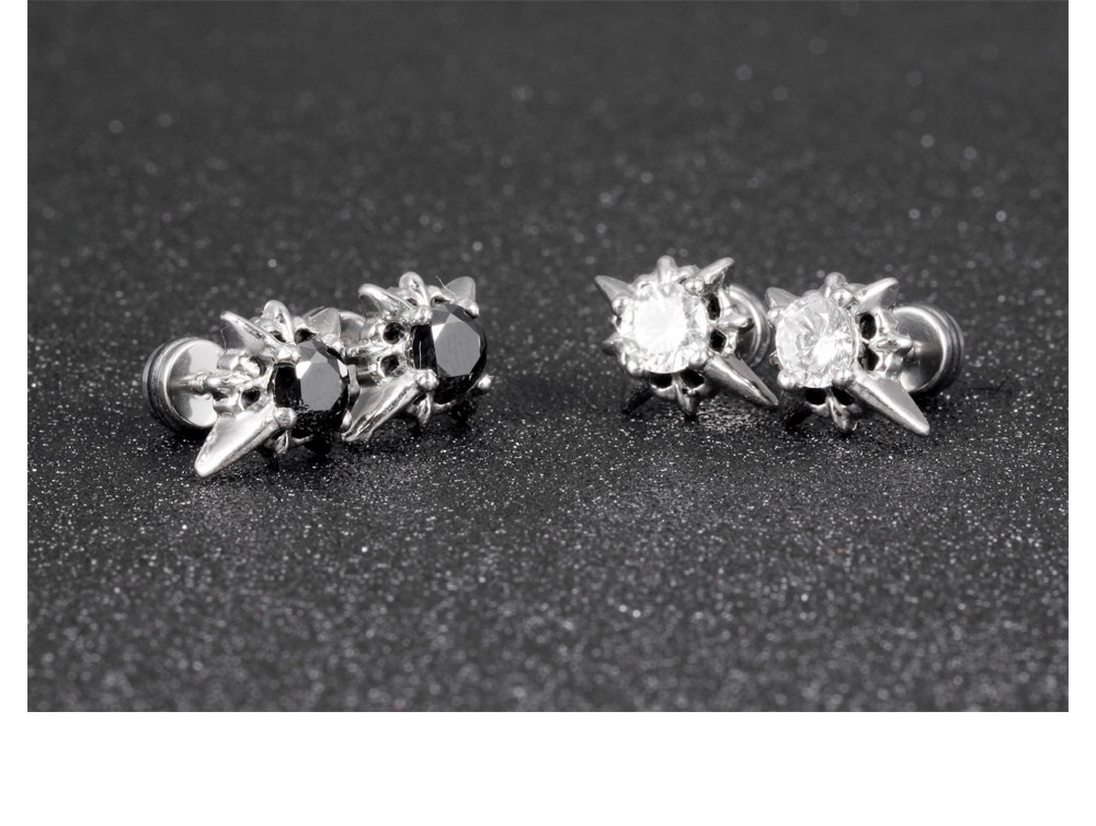 JVD Dámské ocelové peckové černé náušnice SSSE0076XF9BL00