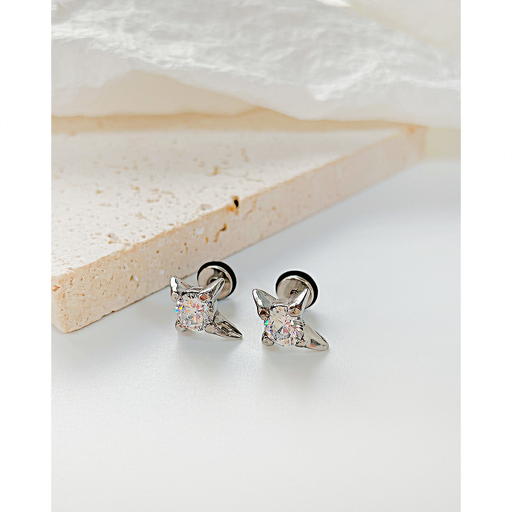 JVD Dámské peckové ocelové náušnice se zirkony  SSSE0045XF9BI00