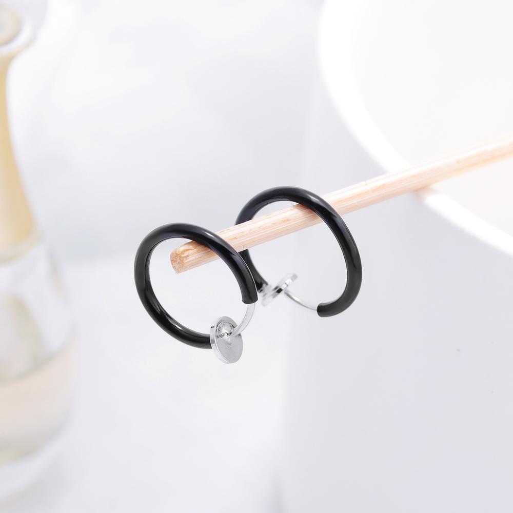 JVD Dámské kruhové ocelové černé náušnice SSSE0060XF9BL00